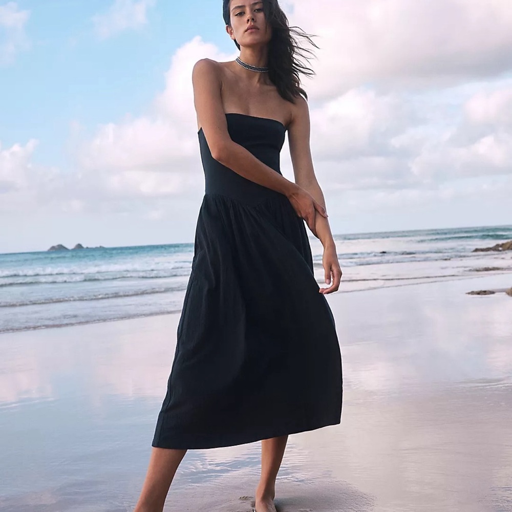 Free People Onda Drop Waist Tube Midi Dress